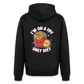 Pommes Tüte Fritten Bude Lustig Fry Only Diet - Unisex Premium Bio Zip Hoodie - Schwarz - Hinten - Nico (187cm)