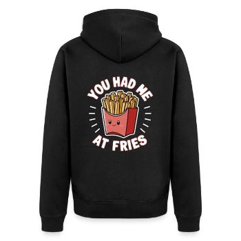 Fast Food French Frieze Cadeau d’amoureux des frites - Veste à capuche bio Premium Unisexe - noir - Dos - Nico (187cm)