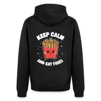 Funny French Fries Saying Potatoes - Unisex Premium Organic Zip Hoodie - black - Back - Nico (187cm)