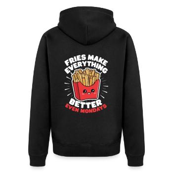Fries Make Everything Better Lustige Pommes Tüte - Unisex Premium Bio Zip Hoodie - Schwarz - Hinten - Nico (187cm)