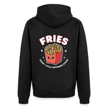 Frittierte Pommes Kartoffel Stäbchen Fast Food - Unisex Premium Bio Zip Hoodie - Schwarz - Hinten - Nico (187cm)