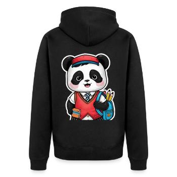 Panda kawaii vêtu d’un uniforme scolaire traditionnel - Veste à capuche bio Premium Unisexe - noir - Dos - Nico (187cm)