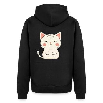 Cat Cute Cute Baby Kids Animal Cartoon - Unisex Premium Organic Zip Hoodie - black - Back - Nico (187cm)