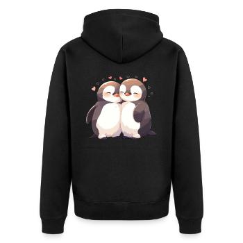 Pingouin Coeur Amour Mignon Câlin Pingouin Amour - Veste à capuche bio Premium Unisexe - noir - Dos - Nico (187cm)