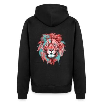 Lion Tête de Lion Coloré Prédateur Coloré Art Animalier - Veste à capuche bio Premium Unisexe - noir - Dos - Nico (187cm)