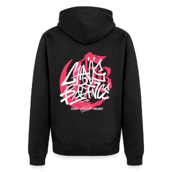 Graffiti urbain streetwear - Veste à capuche bio Premium Unisexe - noir - Dos - Nico (187cm)