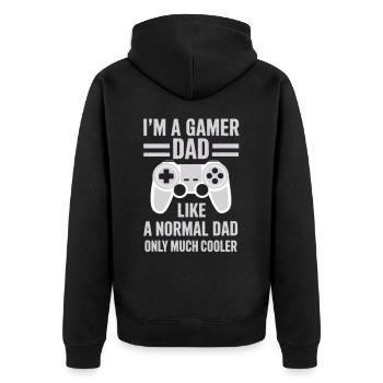 Gamer Dad T-Shirt – Funny Father's Day Gift - Unisex Premium Organic Zip Hoodie - black - Back - Nico (187cm)