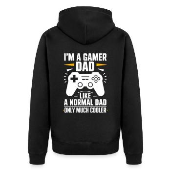 Gamer Dad T-Shirt – Funny Father's Day Gift - Veste à capuche bio Premium Unisexe - noir - Dos - Nico (187cm)