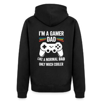 Gamer Dad T-Shirt – Funny Father's Day Gift - Veste à capuche bio Premium Unisexe - noir - Dos - Nico (187cm)