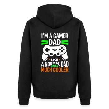 Gamer Dad T-Shirt – Funny Father's Day Gift - Veste à capuche bio Premium Unisexe - noir - Dos - Nico (187cm)