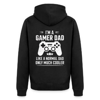 Gamer Dad T-Shirt – Funny Father's Day Gift - Veste à capuche bio Premium Unisexe - noir - Dos - Nico (187cm)