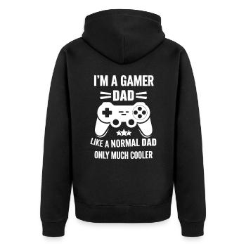 Gamer Dad T-Shirt – Funny Father's Day Gift - Unisex Premium Organic Zip Hoodie - black - Back - Nico (187cm)