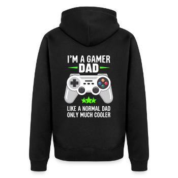 Gamer Dad T-Shirt – Funny Father's Day Gift - Veste à capuche bio Premium Unisexe - noir - Dos - Nico (187cm)