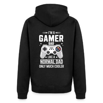 Gamer Dad T-Shirt – Funny Father's Day Gift - Veste à capuche bio Premium Unisexe - noir - Dos - Nico (187cm)