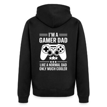 Gamer Dad T-Shirt – Funny Father's Day Gift - Veste à capuche bio Premium Unisexe - noir - Dos - Nico (187cm)