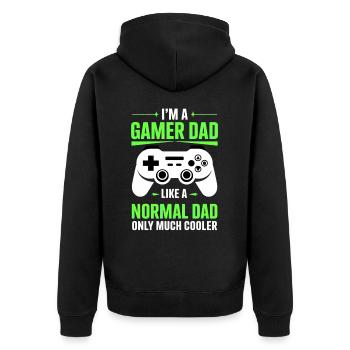 Gamer Dad T-Shirt – Funny Father's Day Gift - Unisex Premium Organic Zip Hoodie - black - Back - Nico (187cm)