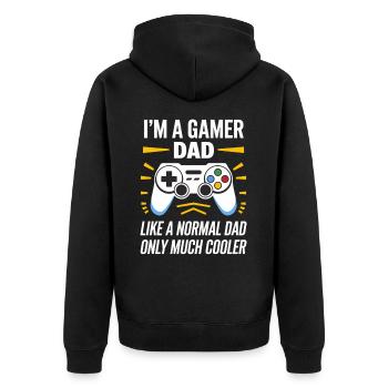 Gamer Dad T-Shirt – Funny Father's Day Gift - Unisex Premium Organic Zip Hoodie - black - Back - Nico (187cm)