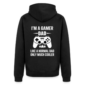 Gamer Dad T-Shirt – Funny Father's Day Gift - Unisex Premium Organic Zip Hoodie - black - Back - Nico (187cm)