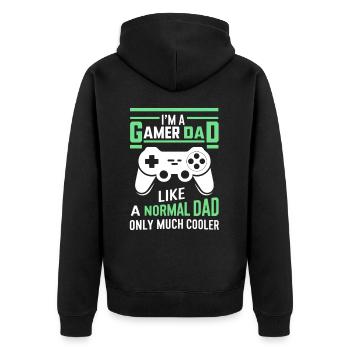 Gamer Dad T-Shirt – Funny Father's Day Gift - Veste à capuche bio Premium Unisexe - noir - Dos - Nico (187cm)