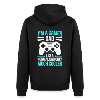 Gamer Dad T-Shirt – Funny Father's Day Gift - Veste à capuche bio Premium Unisexe - noir - Dos - Nico (187cm)