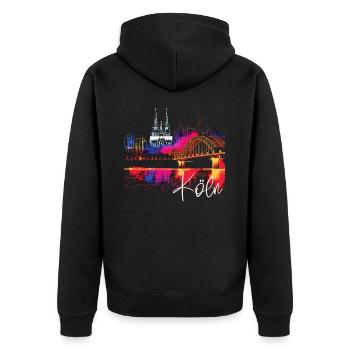 Horizon de Cologne Cathédrale de Cologne Allemagne Ville Coloré - Veste à capuche bio Premium Unisexe - noir - Dos - Nico (187cm)