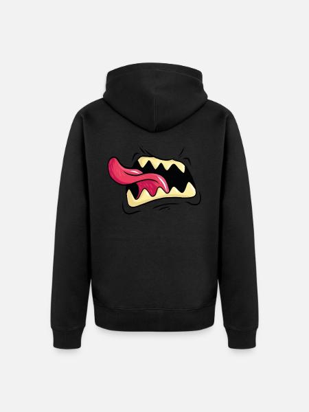 Schreeuw monster mond tanden tong - Uniseks Premium bio ziphoodie - zwart