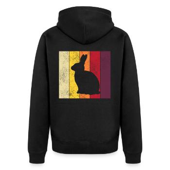Rabbit Retro Rabbit Easter Gift - Unisex Premium Organic Zip Hoodie - black - Back - Nico (187cm)