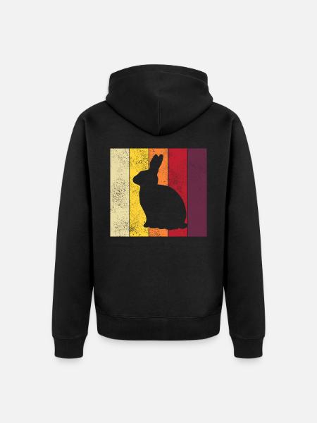Rabbit Retro Rabbit Easter Gift - Unisex Premium Organic Zip Hoodie - black