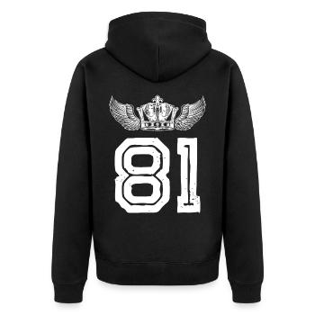 81 Number crown - Unisex Premium Organic Zip Hoodie - black - Back - Nico (187cm)
