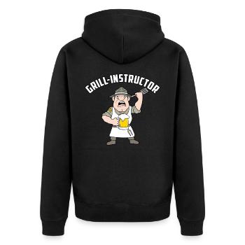 Grill Instructor - Unisex Premium Bio Zip Hoodie - Schwarz - Hinten - Nico (187cm)