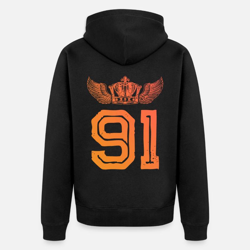 91 Couronne numérique - Veste à capuche bio Premium Unisexe - noir