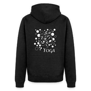 yoga - Unisex Premium Bio Zip Hoodie - Schwarz - Hinten - Nico (187cm)