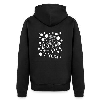 Yoga yoga - Unisex Premium Bio Zip Hoodie - Schwarz - Hinten - Nico (187cm)