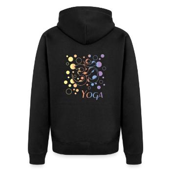 Om Namaste Yoga - Unisex Premium Bio Zip Hoodie - Schwarz - Hinten - Nico (187cm)