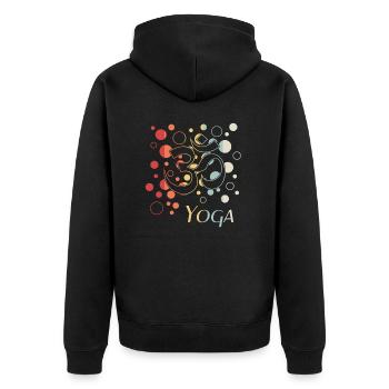 Yoga Om Namaste - Unisex Premium Bio Zip Hoodie - Schwarz - Hinten - Nico (187cm)