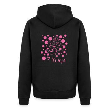 Yoga yoga - Unisex Premium Bio Zip Hoodie - Schwarz - Hinten - Nico (187cm)