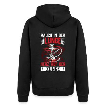 Shisha Doppelapfel Hookah Rauchen Tabak Vape Kohle - Unisex Premium Bio Zip Hoodie - Schwarz - Hinten - Nico (187cm)