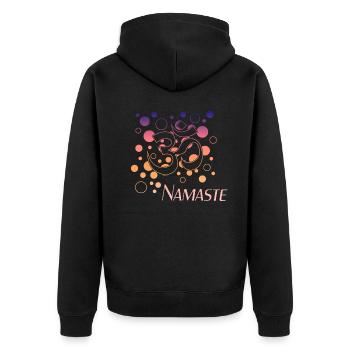 Yoga Namaste - Unisex Premium Bio Zip Hoodie - Schwarz - Hinten - Nico (187cm)