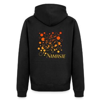 Namaste - Unisex Premium Bio Zip Hoodie - Schwarz - Hinten - Nico (187cm)
