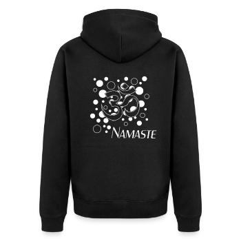 Namaste - Unisex Premium Bio Zip Hoodie - Schwarz - Hinten - Nico (187cm)