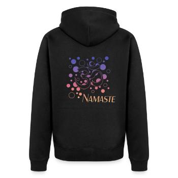 Namaste - Unisex Premium Bio Zip Hoodie - Schwarz - Hinten - Nico (187cm)