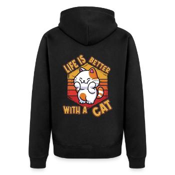 La vie de chat est meilleure avec un chat qui dit drôle - Veste à capuche bio Premium Unisexe - noir - Dos - Nico (187cm)