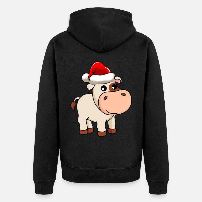 Cow Comic Christmas - Veste à capuche bio Premium Unisexe - noir