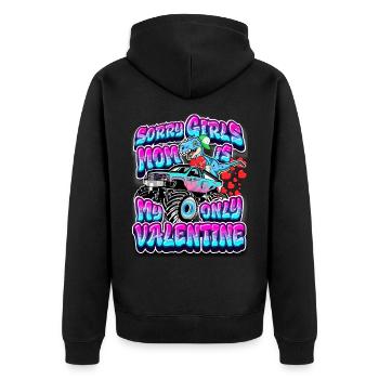 Sorry Girls Mom Ist Mein Valentine T-rex Boys - Unisex Premium Bio Zip Hoodie - Schwarz - Hinten - Nico (187cm)