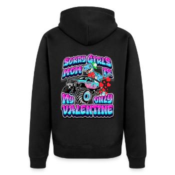 Sorry Girls Mom Ist Mein Valentine T-rex Boys - Unisex Premium Bio Zip Hoodie - Schwarz - Hinten - Nico (187cm)