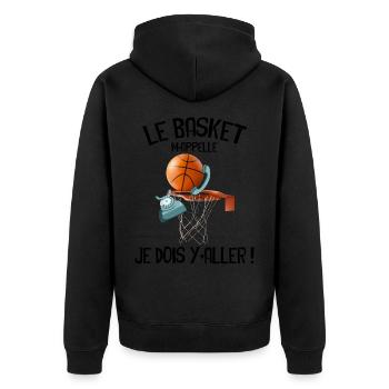 Basket Humour Pour Sportif - Veste à capuche bio Premium Unisexe - noir - Dos - Nico (187cm)