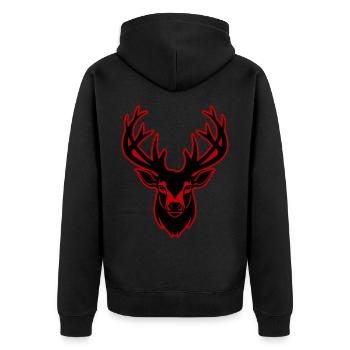 Hirsch Silhouette Kopf - Unisex Premium Bio Zip Hoodie - Schwarz - Hinten - Nico (187cm)