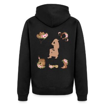 Western Girl - Unisex Premium Bio Zip Hoodie - Schwarz - Hinten - Nico (187cm)