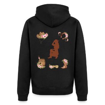 Western Girl - Unisex Premium Bio Zip Hoodie - Schwarz - Hinten - Nico (187cm)