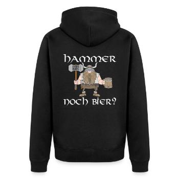 Hammer noch Bier - Unisex Premium Bio Zip Hoodie - Schwarz - Hinten - Nico (187cm)
